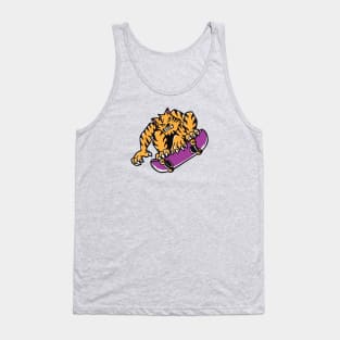 Skateboarding Tiger Cartoon Tank Top